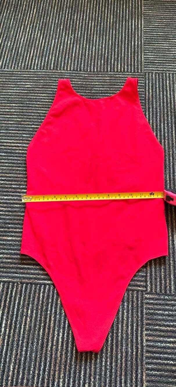 Wilfred Free Red High Neck Criss Cross Back Thong Bodysuit Size L